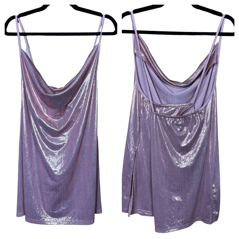 Shein Curve Pink Metallic Cowl Neck Strappy Y2K Style Clubbing Top 4XL 20